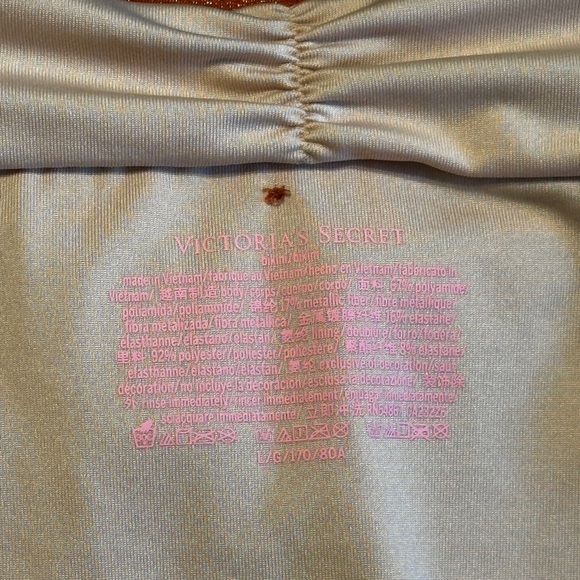 Victoria's Secret Shimmering Bikini Bottom, Orange w Gold Metallic, Sz L - Picture 5 of 7